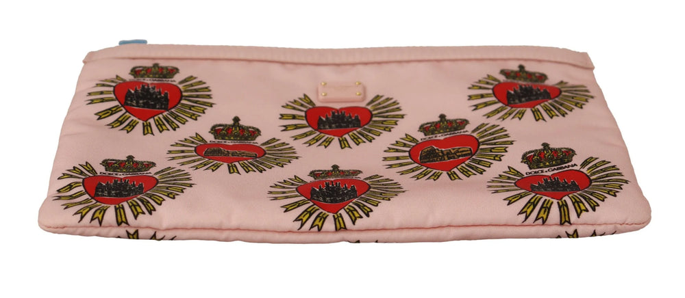 Dolce & Gabbana Clutch Pink D&G Logo Devotion Heart Toiletry Pouch Wallet - Toiletry Bags