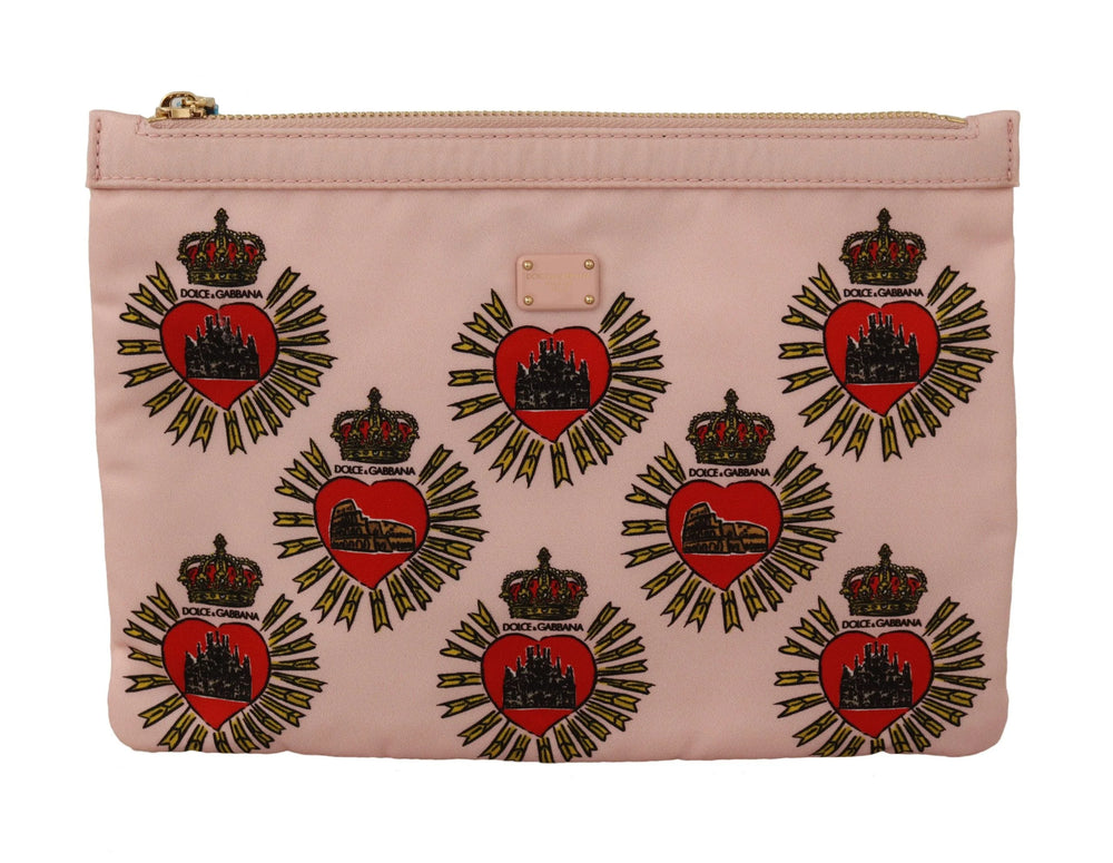Dolce & Gabbana Clutch Pink D&G Logo Devotion Heart Toiletry Pouch Wallet - Toiletry Bags