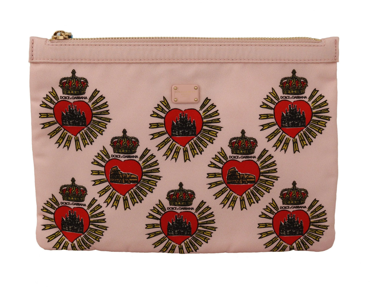 Dolce & Gabbana Clutch Pink D&G Logo Devotion Heart Toiletry Pouch Wallet - Toiletry Bags