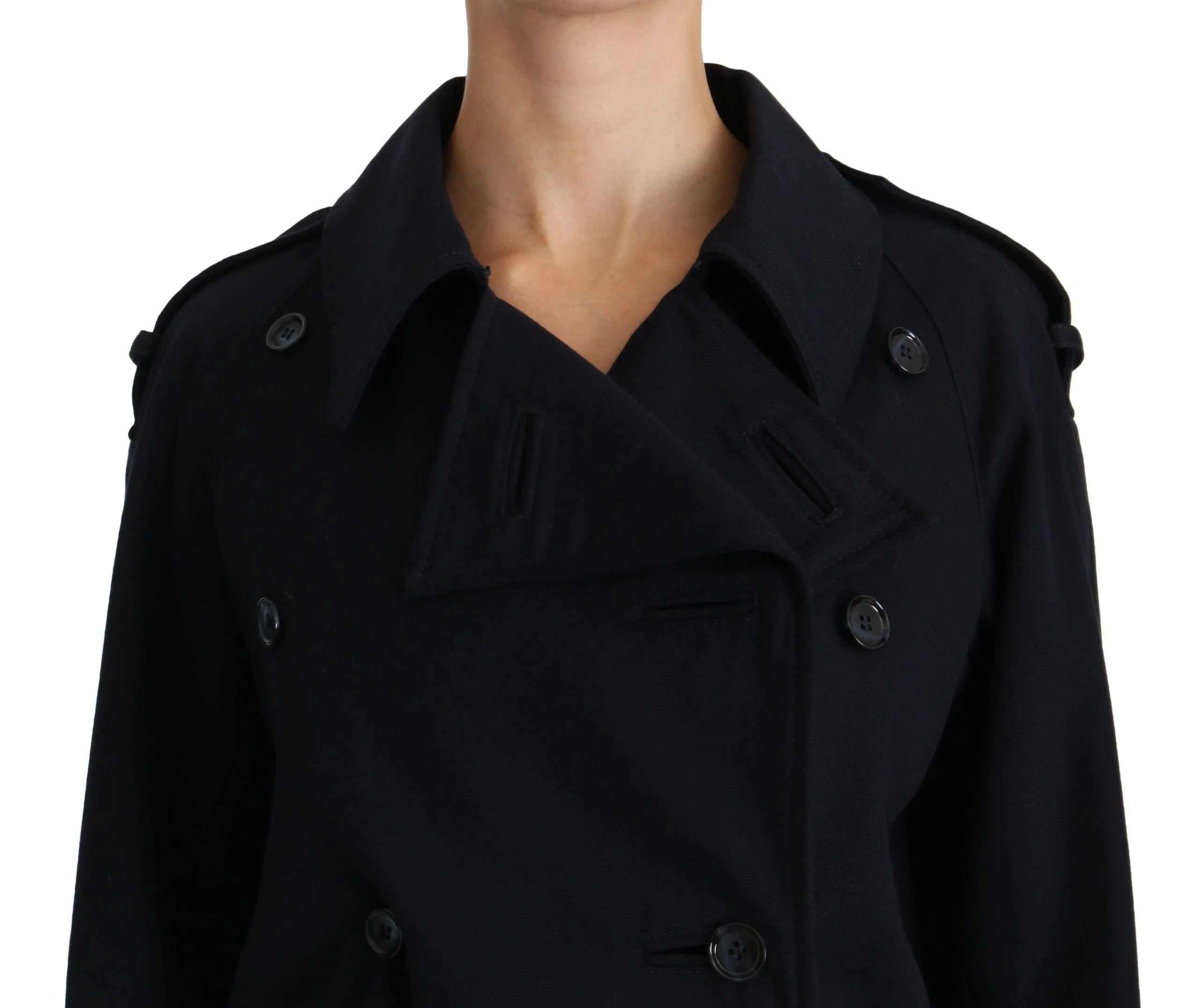 Dolce & Gabbana Coat Blue Cotton Women Trench Jacket - IT36 | XS - Trench Coats