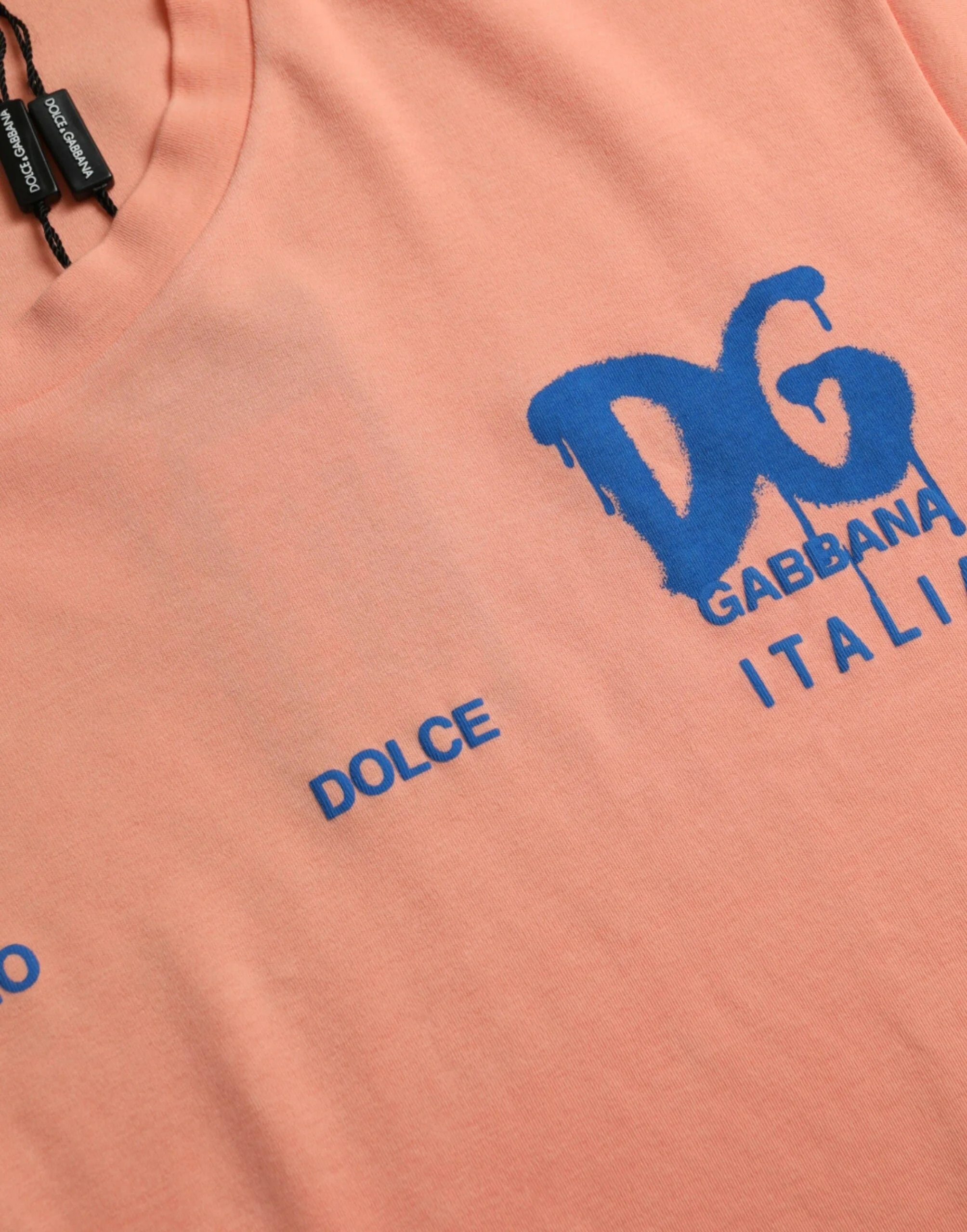 Dolce & Gabbana Coral Cotton Logo Print Short Sleeve T-shirt - IT46 | S - T-Shirts