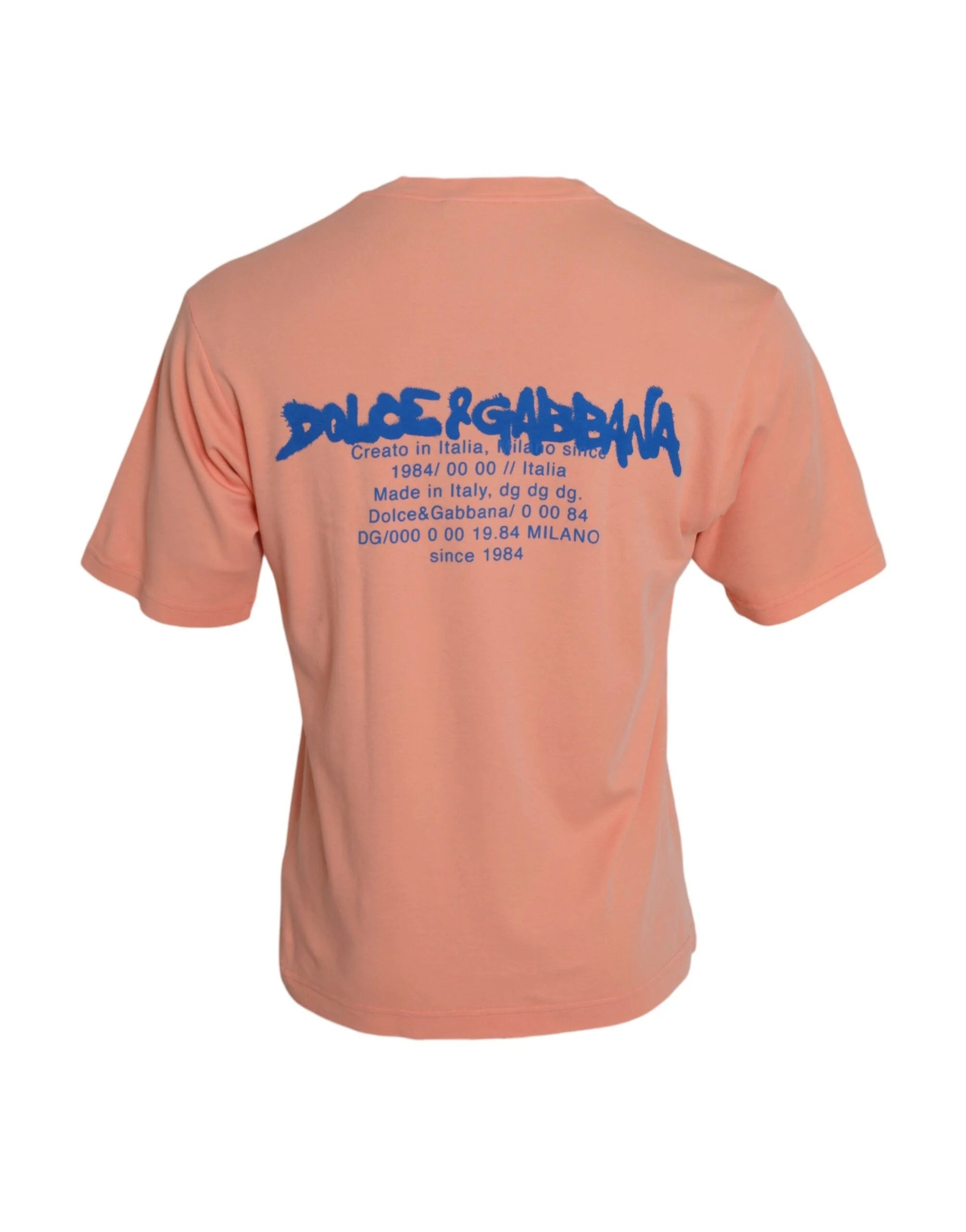 Dolce & Gabbana Coral Cotton Logo Print Short Sleeve T-shirt - IT46 | S - T-Shirts