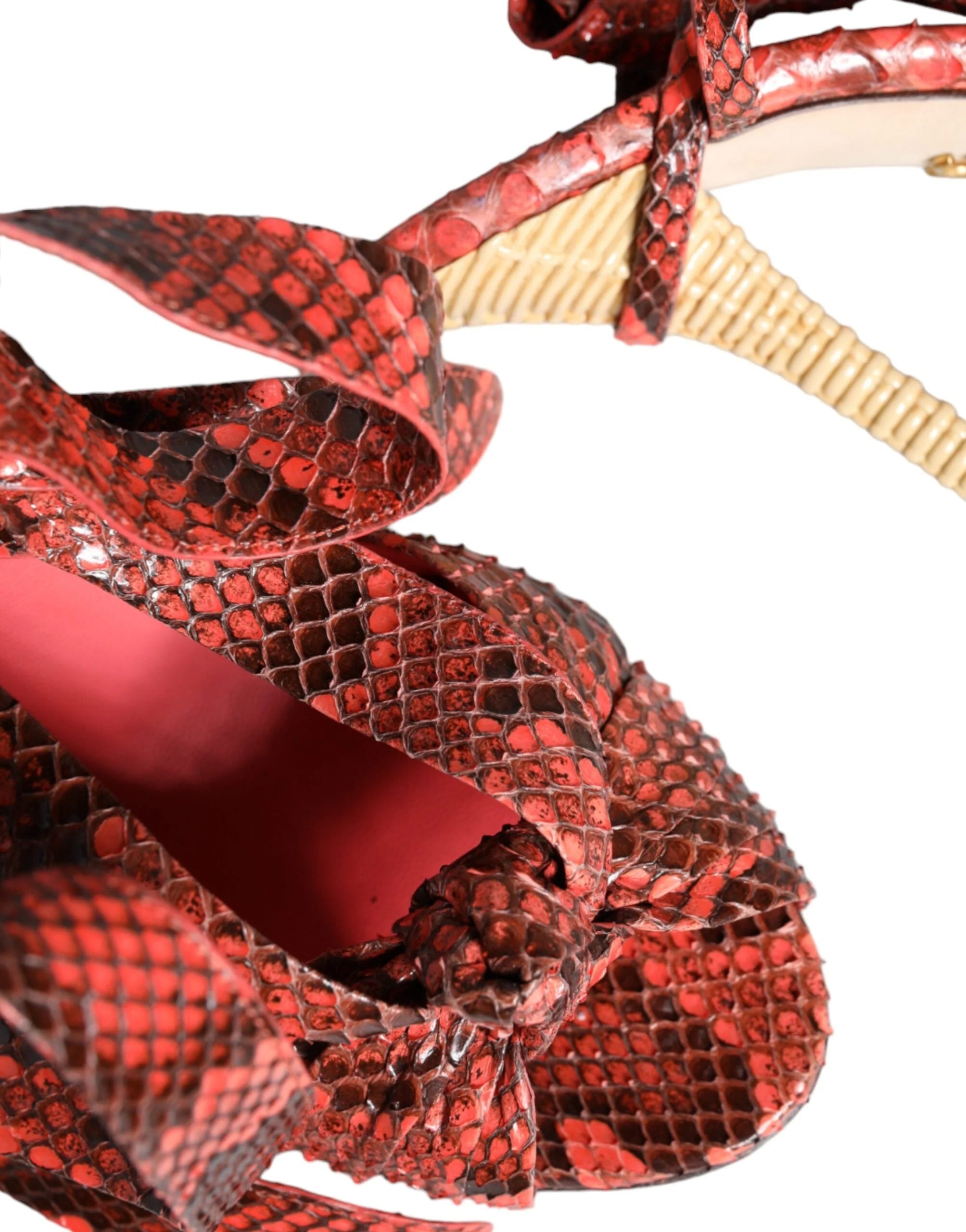 Dolce & Gabbana Coral Exotic Leather Heels Sandals Shoes - Heels