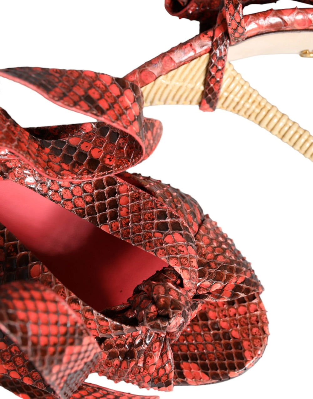 Dolce & Gabbana Coral Exotic Leather Heels Sandals Shoes - Heels