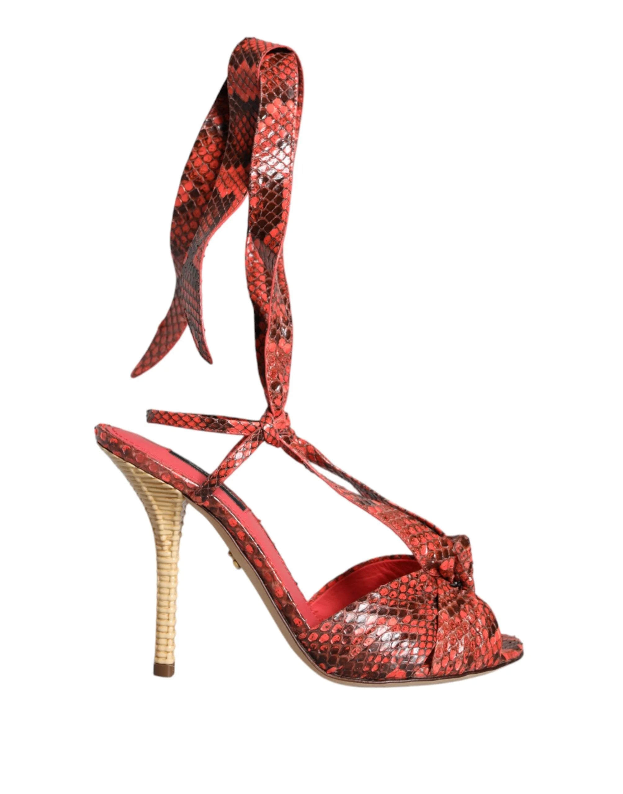 Dolce & Gabbana Coral Exotic Leather Heels Sandals Shoes - EU37/US6.5