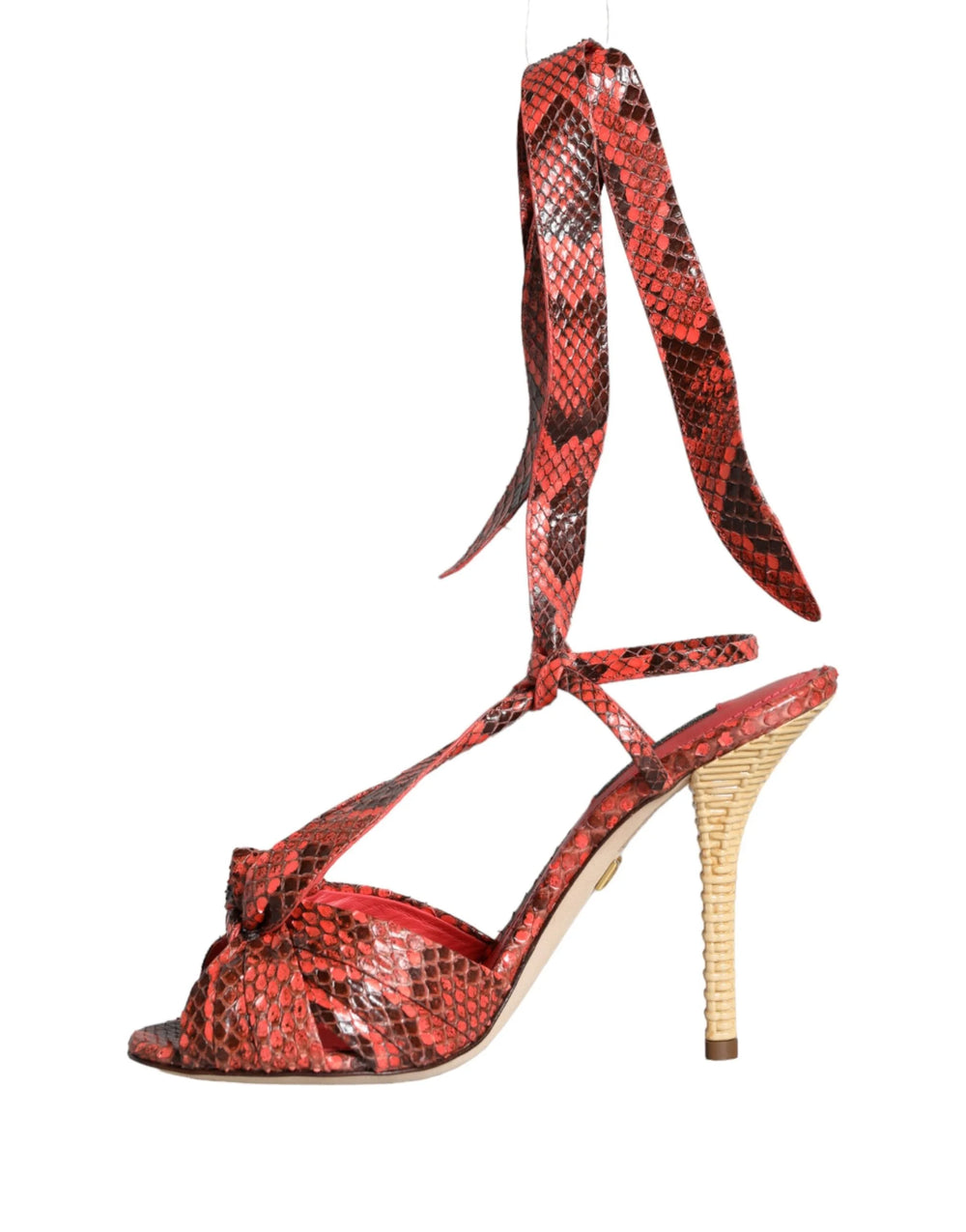 Dolce & Gabbana Coral Exotic Leather Heels Sandals Shoes - EU37/US6.5