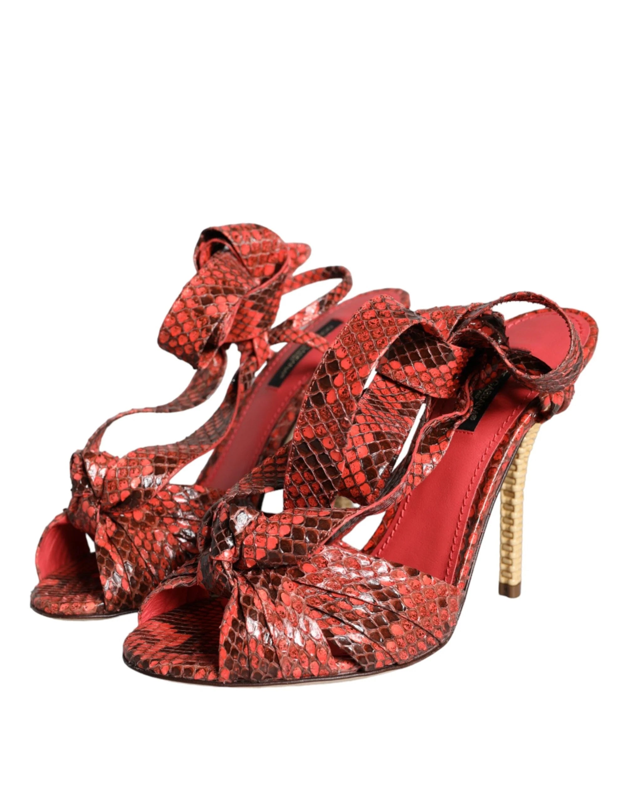 Dolce & Gabbana Coral Exotic Leather Heels Sandals Shoes - EU37/US6.5