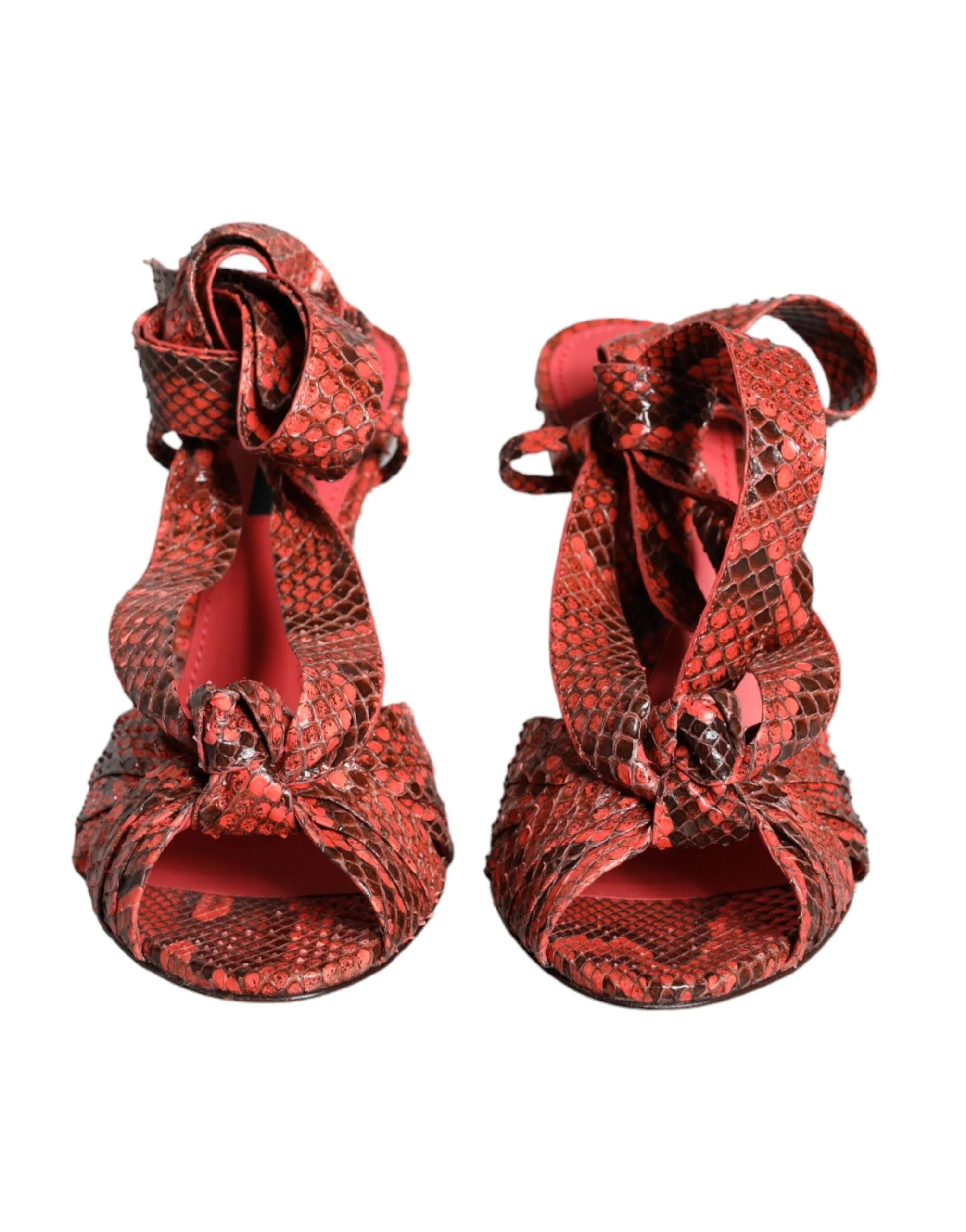 Dolce & Gabbana Coral Exotic Leather Heels Sandals Shoes - EU37/US6.5