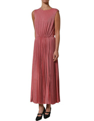 Dolce & Gabbana Coral Pink Pleated Sleeveless Max Dress - IT42|M