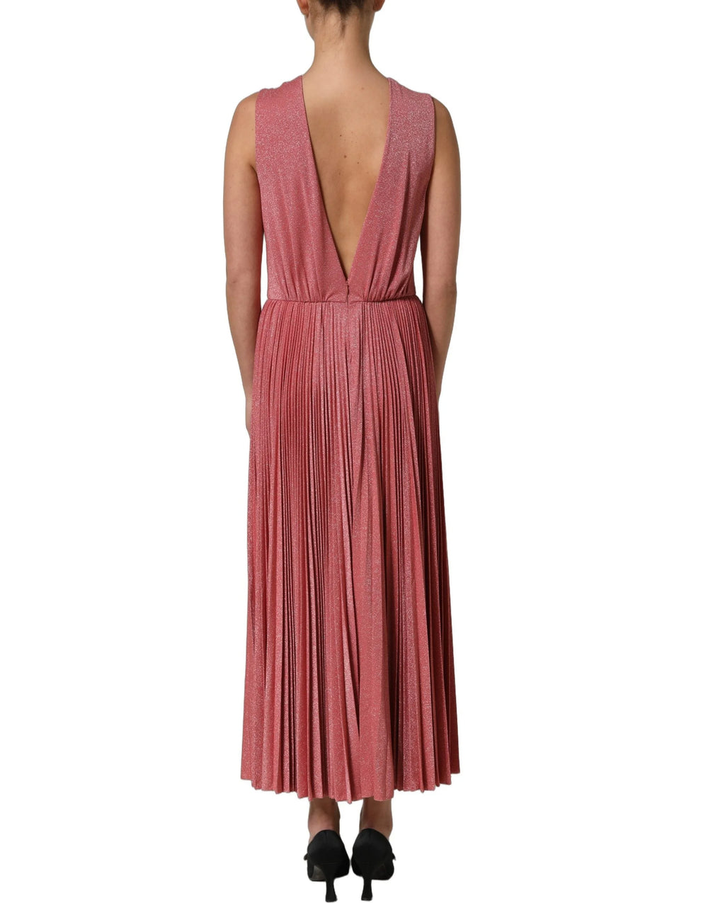 Dolce & Gabbana Coral Pink Pleated Sleeveless Max Dress - IT42|M