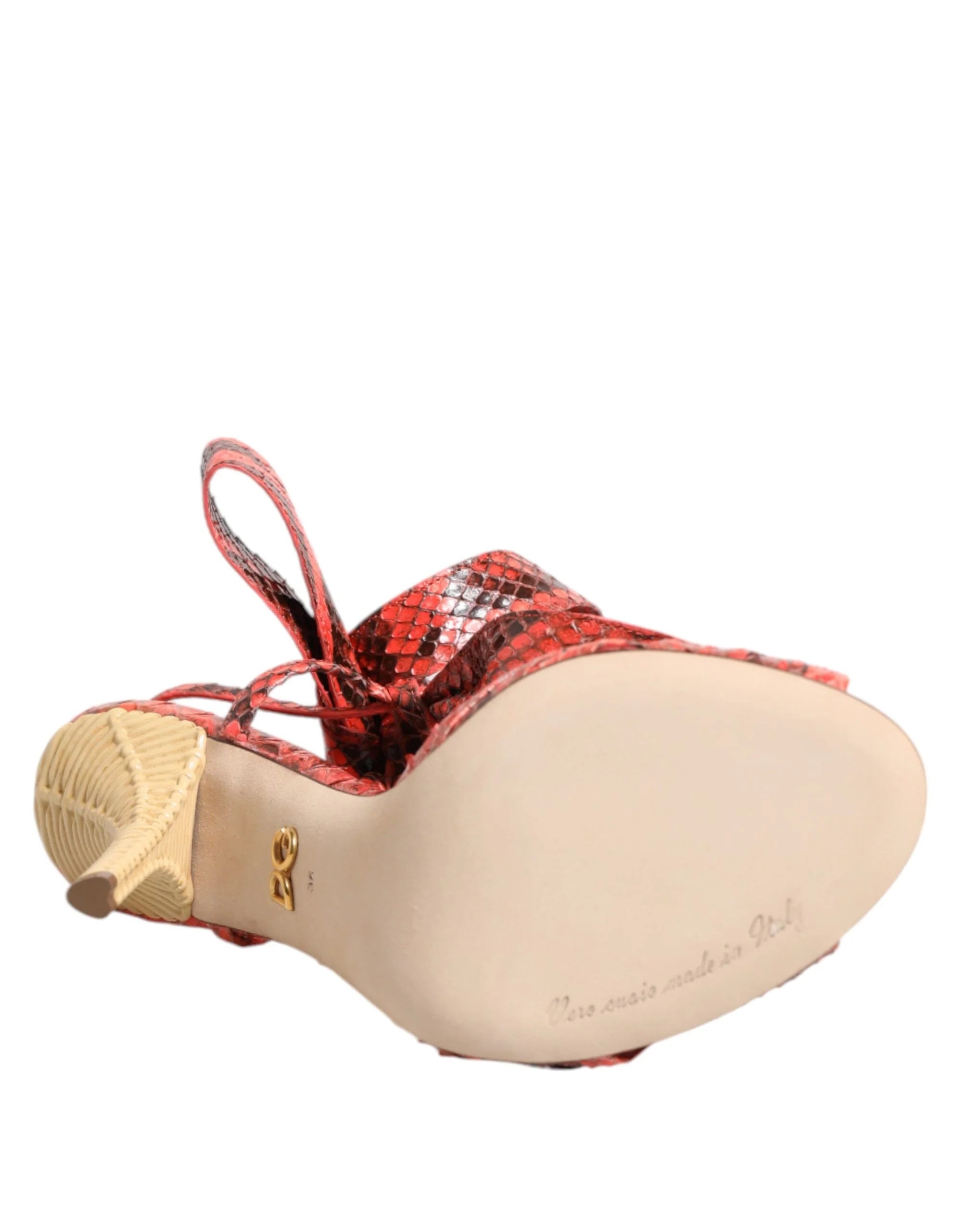 Sandálias de salto alto em pele de píton coral Dolce & Gabbana