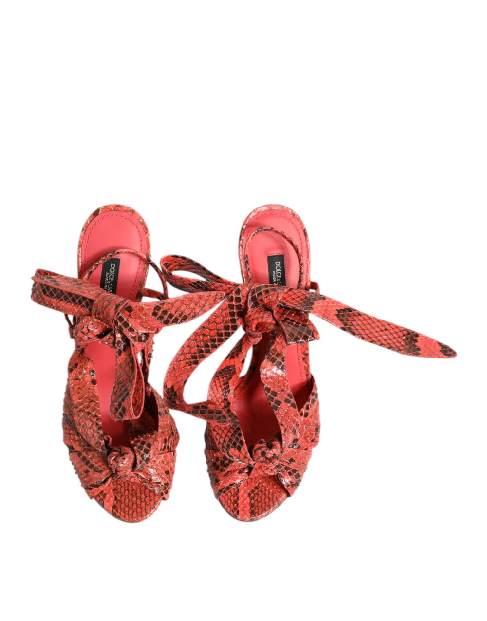 Dolce & Gabbana Coral Python Leather Heels Sandals Shoes - Sandals