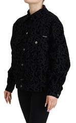 Dolce & Gabbana Cotton Black Leopard Long Sleeve Denim Jacket - IT40|S