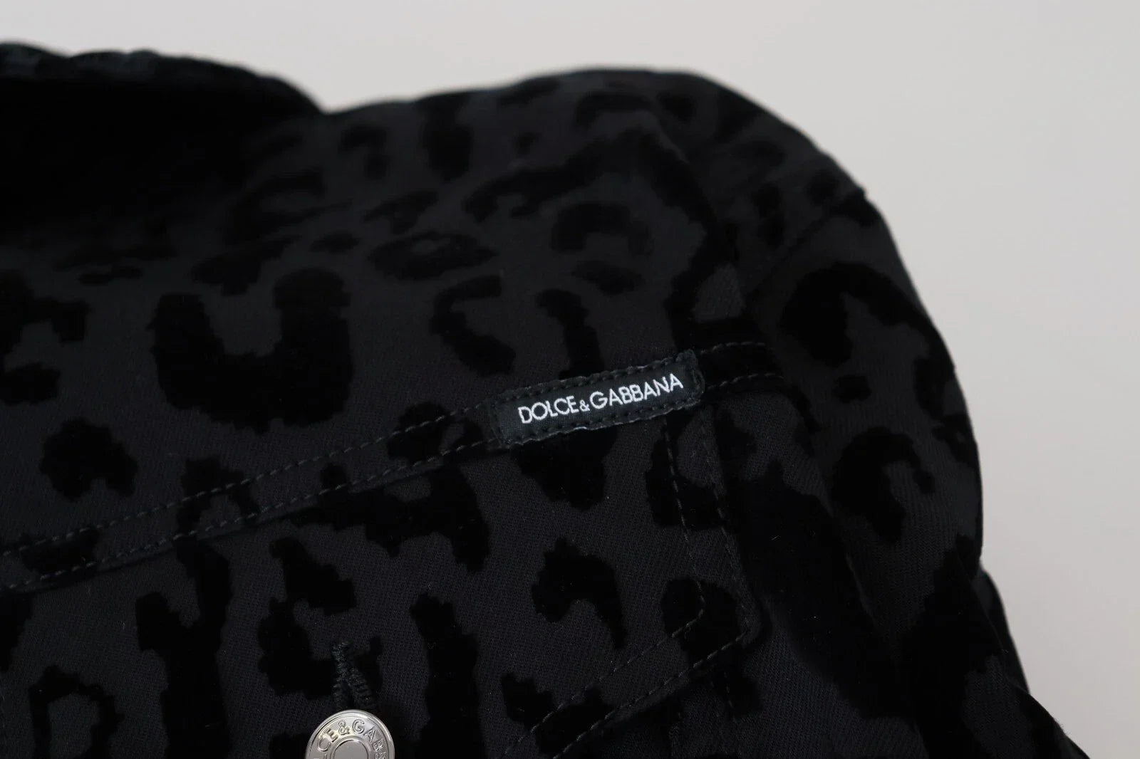 Dolce & Gabbana Cotton Black Leopard Long Sleeve Denim Jacket - IT40|S