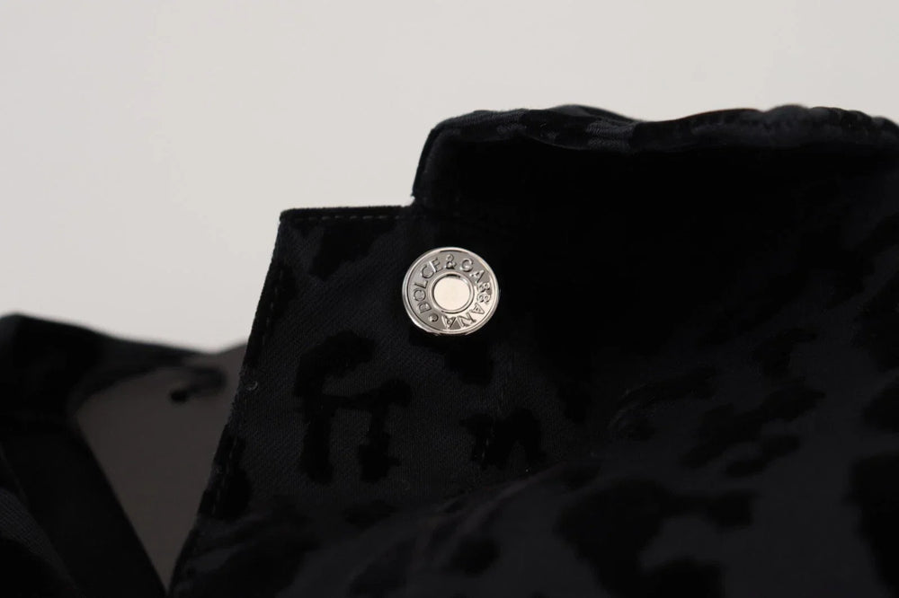 Dolce & Gabbana Cotton Black Leopard Long Sleeve Denim Jacket - IT40|S - Trucker Jackets