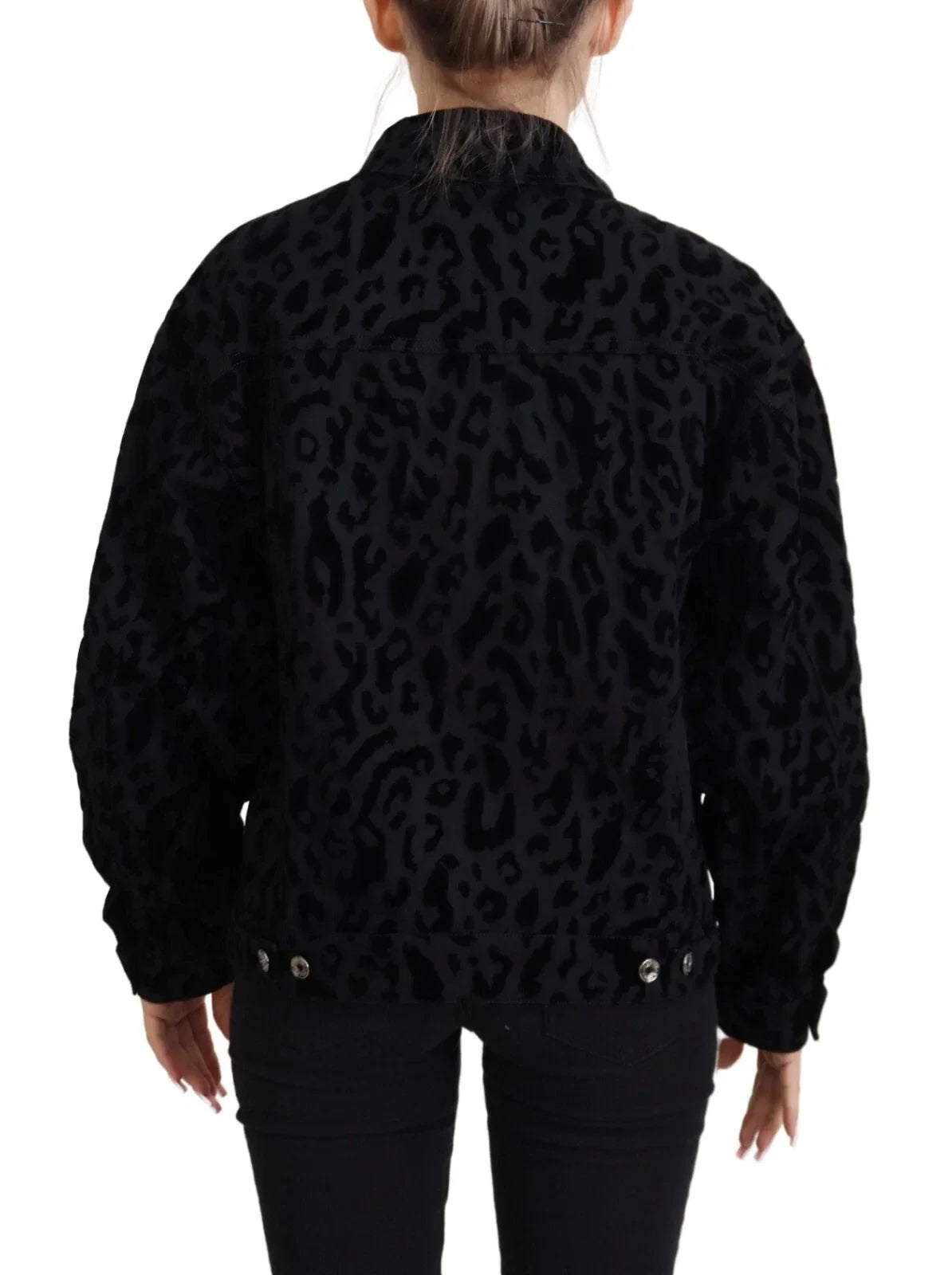Dolce & Gabbana Cotton Black Leopard Long Sleeve Denim Jacket - IT40|S - Trucker Jackets