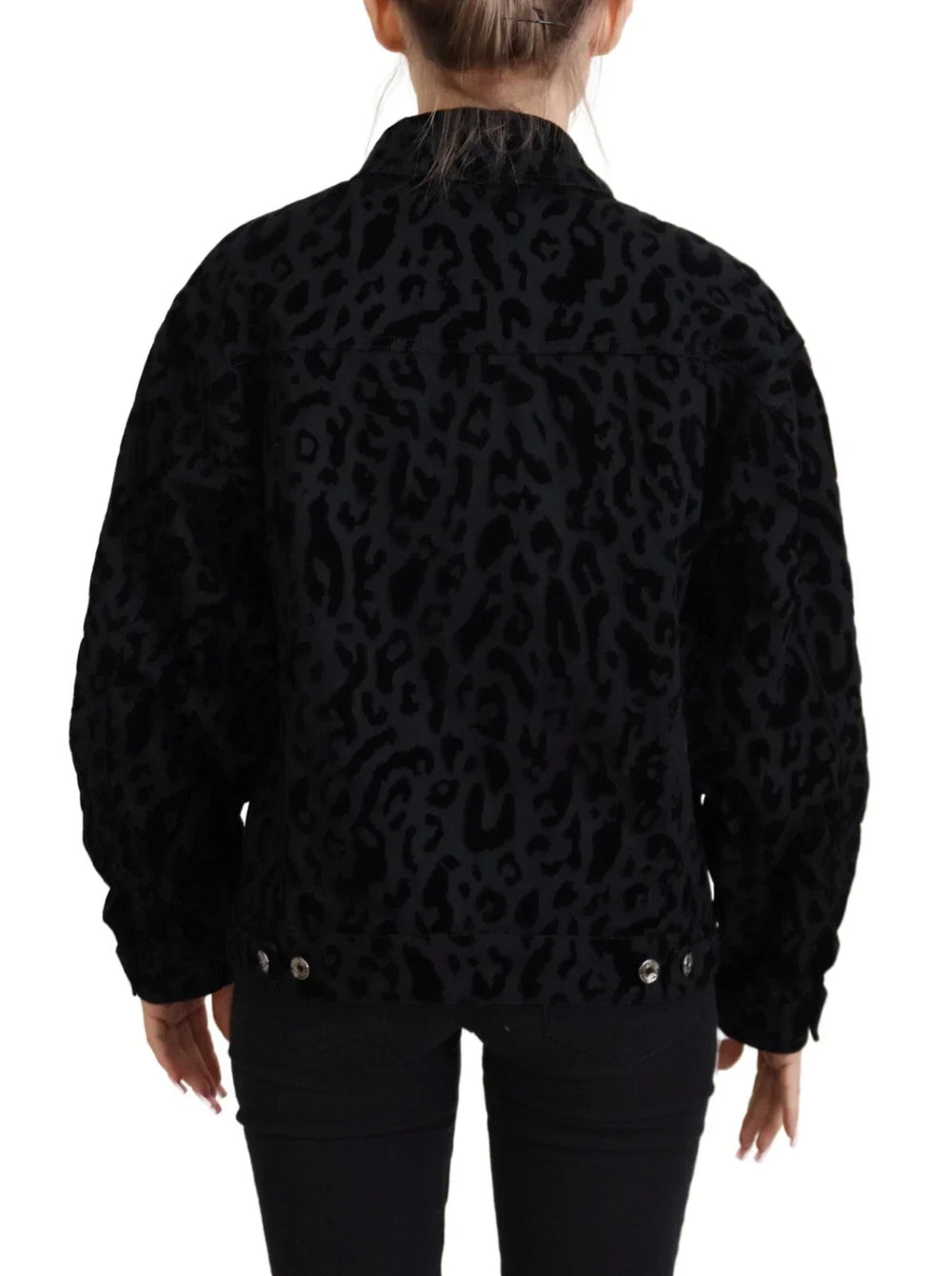 Dolce & Gabbana Cotton Black Leopard Long Sleeve Denim Jacket - IT40|S - Trucker Jackets
