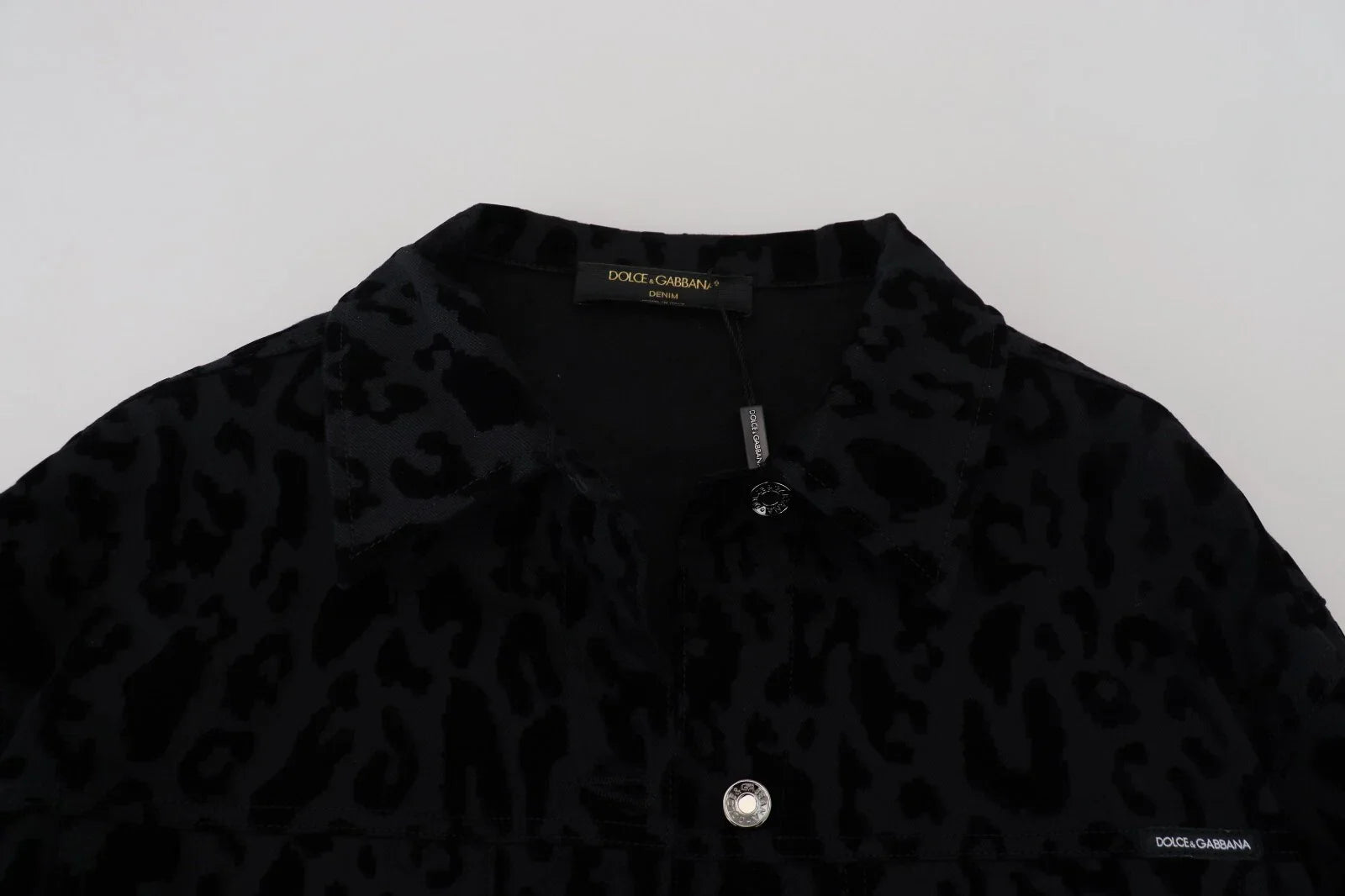 Dolce & Gabbana Cotton Black Leopard Long Sleeve Denim Jacket - IT40|S