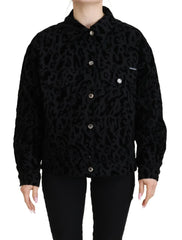 Dolce & Gabbana Cotton Black Leopard Long Sleeve Denim Jacket - IT40|S