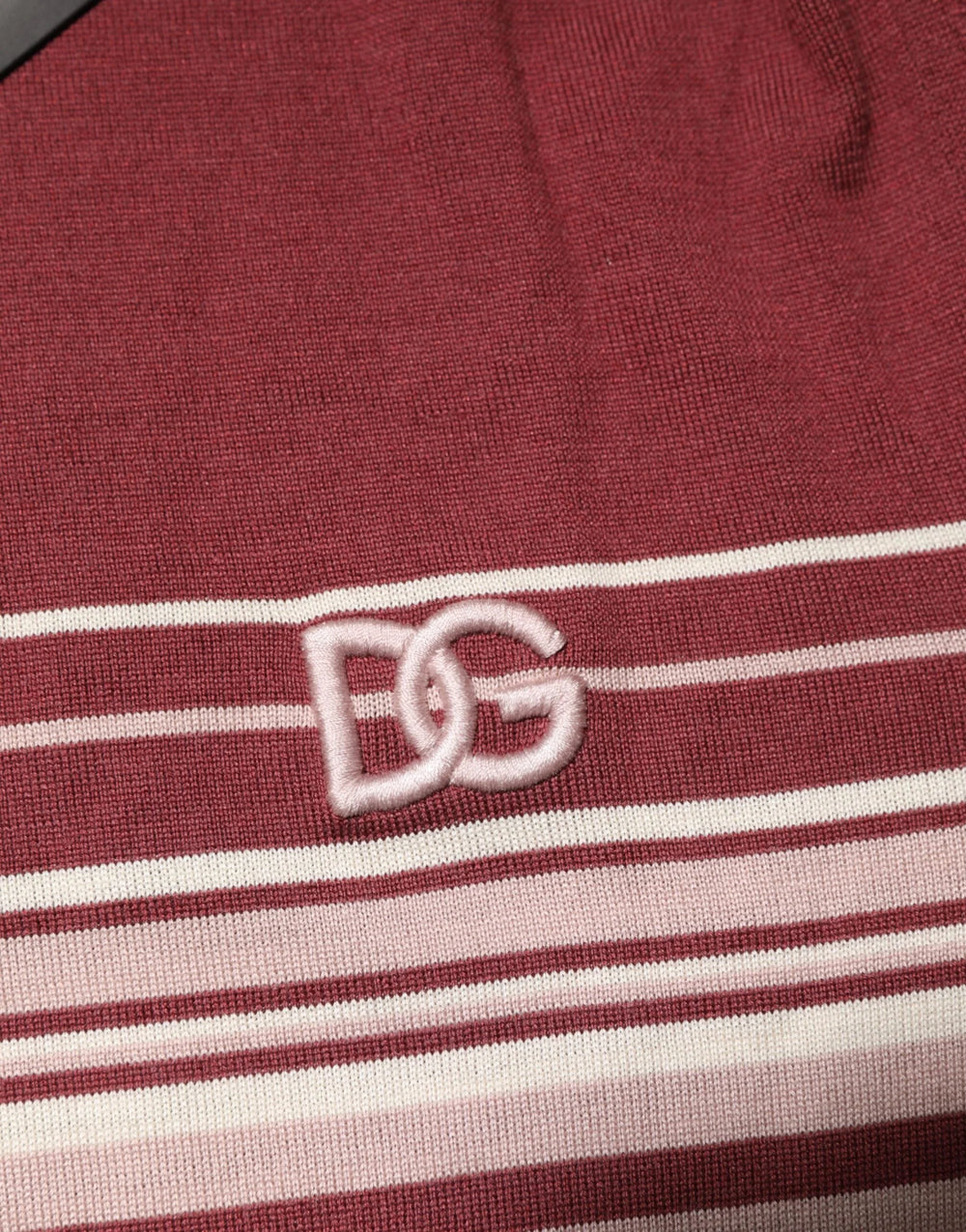 Dolce & Gabbana Cotton Burgundy Striped DG Logo Polo T-shirt - Polos