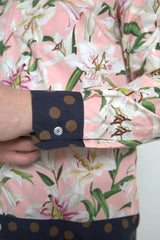 Dolce & Gabbana Cotton Polka Dot Lily Print Collared Shirt - IT38 | XS - Shirts