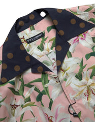 Dolce & Gabbana Cotton Polka Dot Lily Print Collared Shirt - IT38 | XS - Shirts