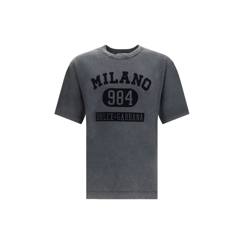 Dolce & Gabbana Cotton T-Shirt with velvety logo - T-Shirts