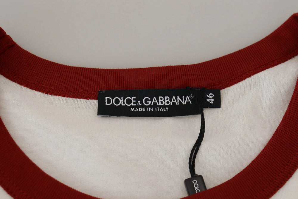 Dolce & Gabbana Cotton White Logo Print Crewneck T-shirt - T-Shirts