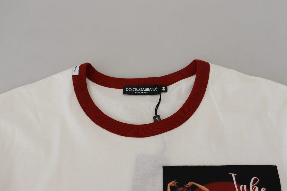 Dolce & Gabbana Cotton White Logo Print Crewneck T-shirt - T-Shirts