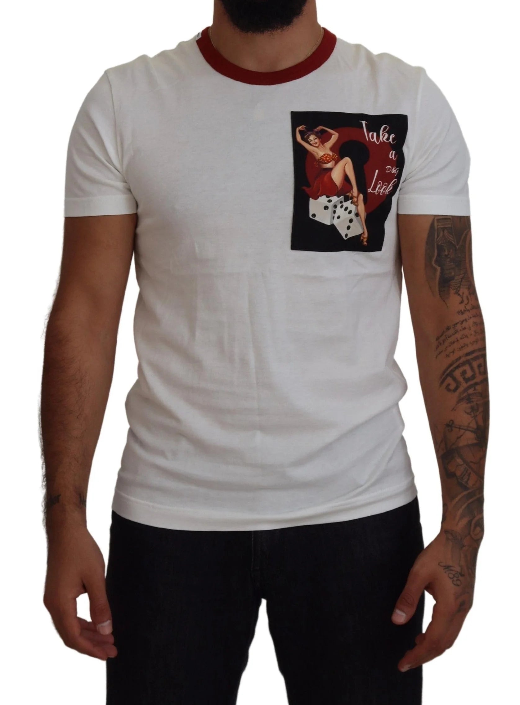 Dolce & Gabbana Cotton White Logo Print Crewneck T-shirt - T-Shirts