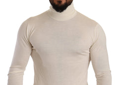 Dolce & Gabbana Cream Cashmere Turtleneck Pullover Sweater - IT46 | S - Sweaters