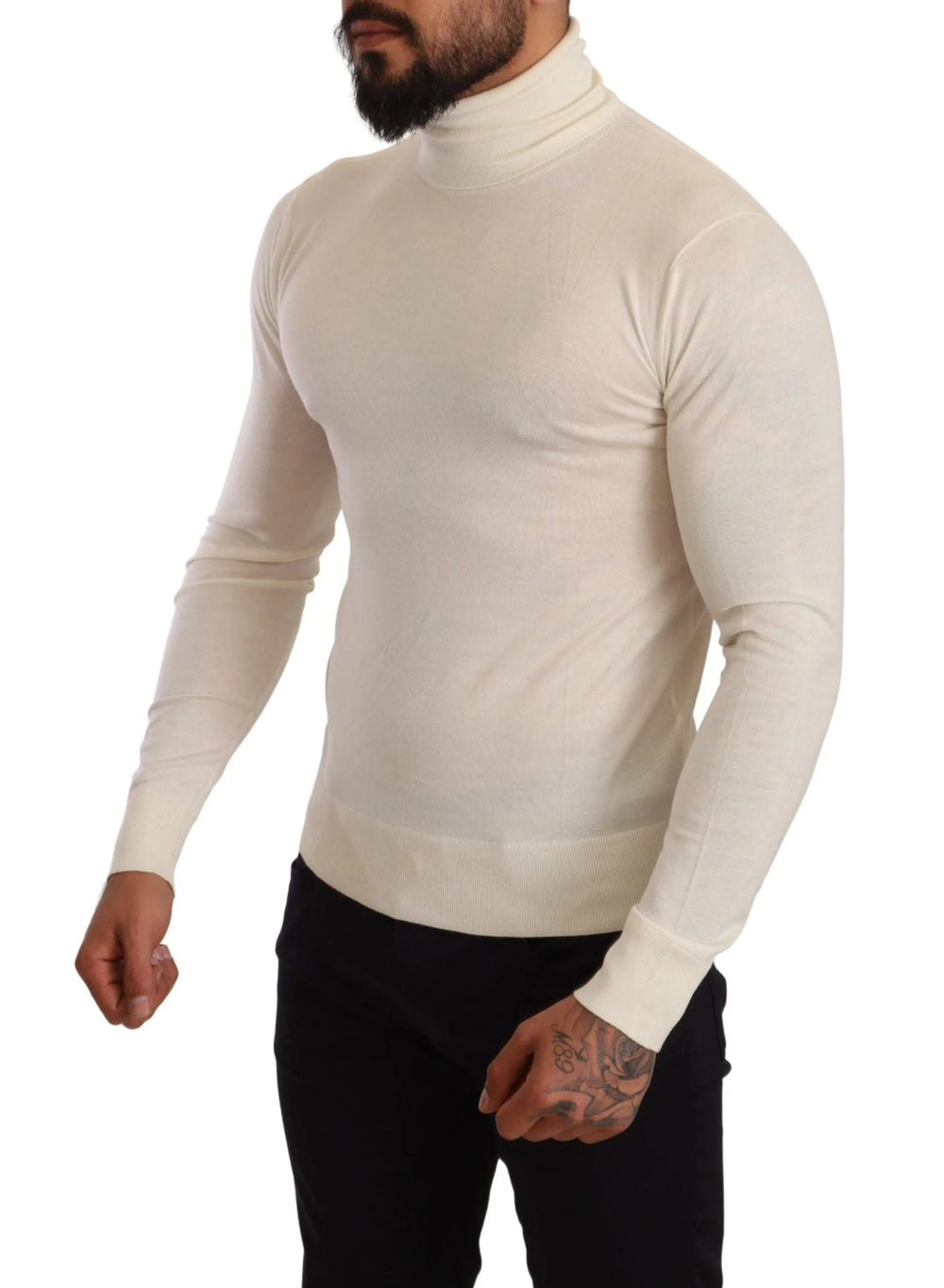 Dolce & Gabbana Cream Cashmere Turtleneck Pullover Sweater - IT46 | S - Sweaters