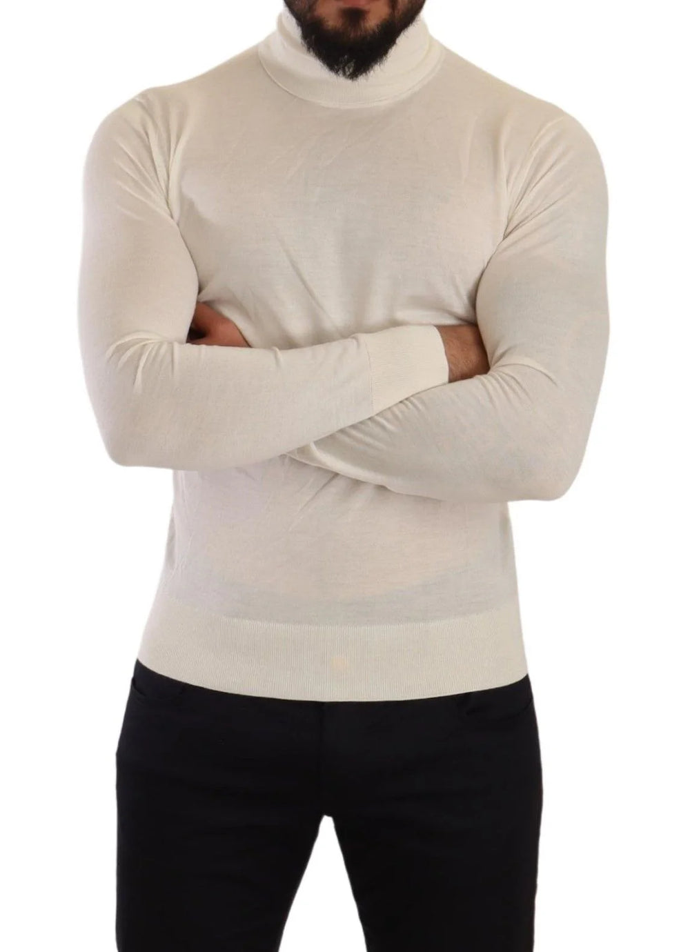 Dolce & Gabbana Cream Cashmere Turtleneck Pullover Sweater - IT46 | S - Sweaters