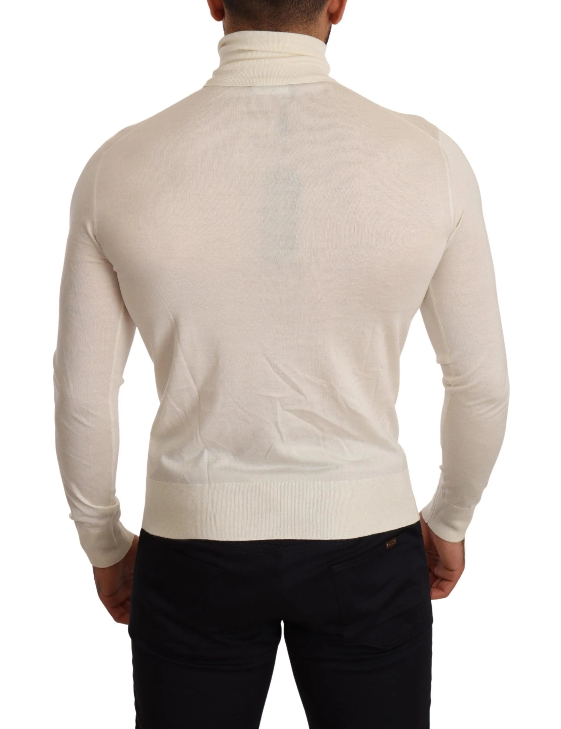 Dolce & Gabbana Cream Cashmere Turtleneck Pullover Sweater - IT46 | S - Sweaters