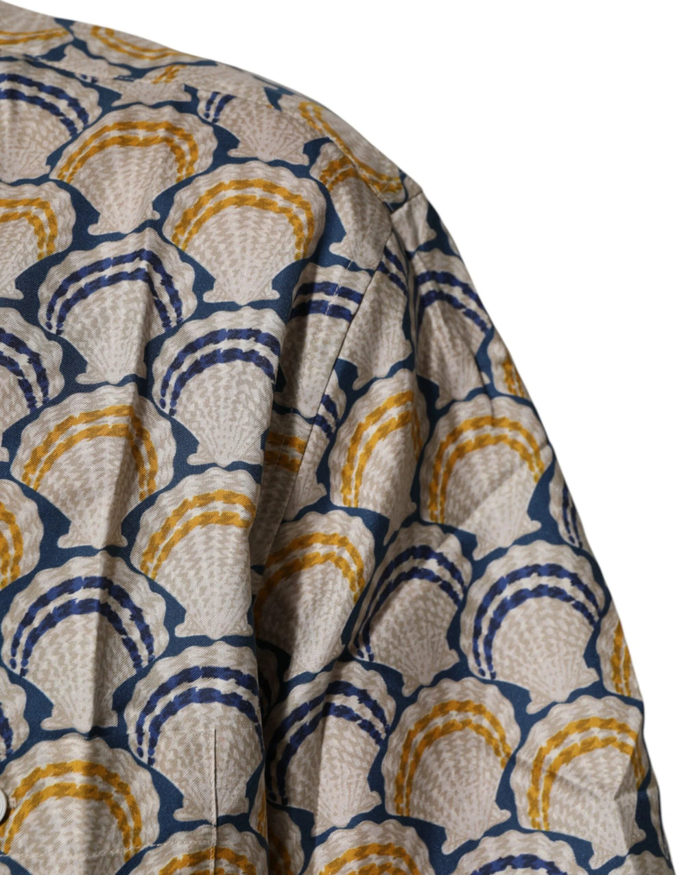 Dolce & Gabbana Cream Cotton Silk Hawaii Scallop Shell Print Shirt - IT43 | 2XL - Shirts