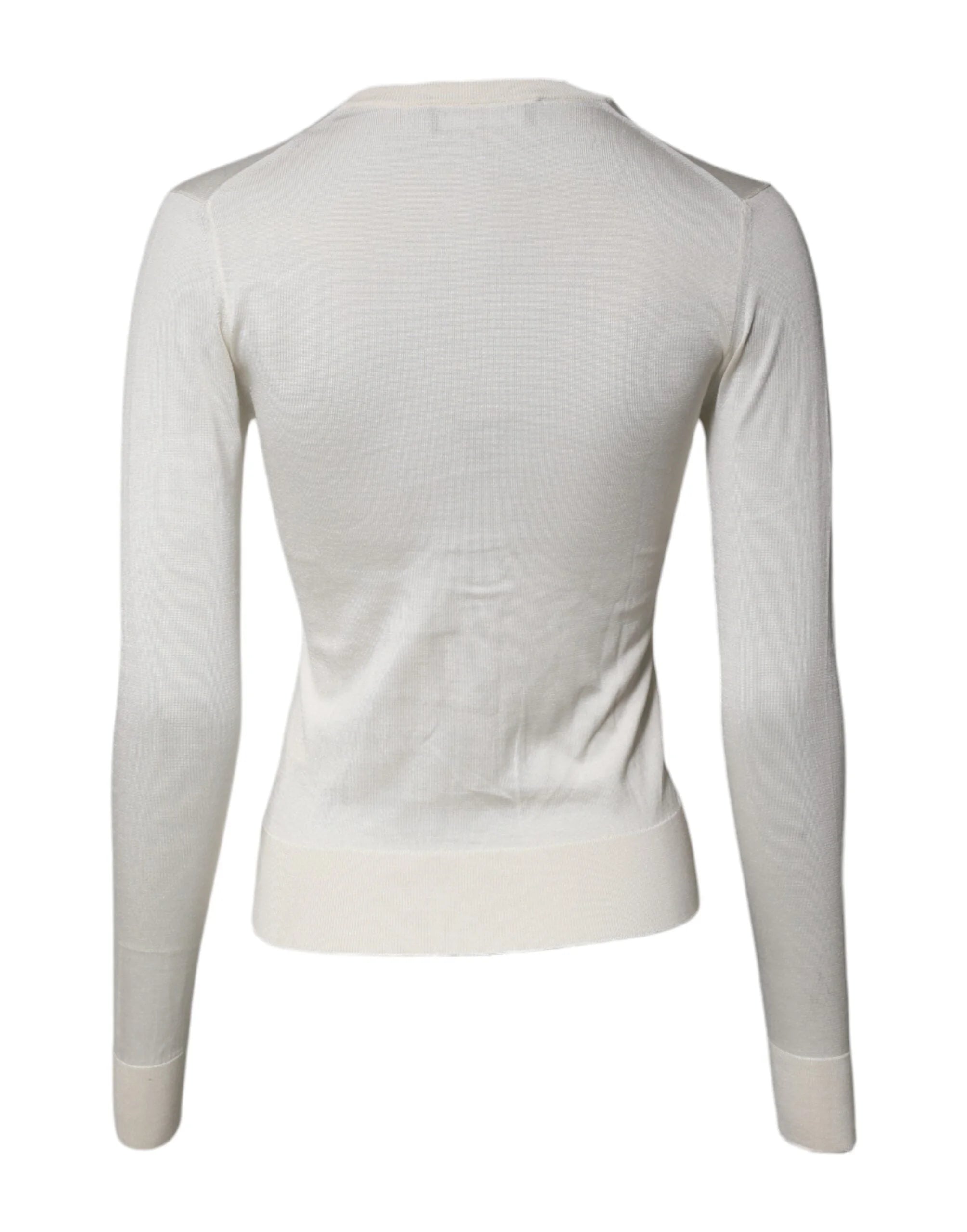 Dolce & Gabbana Cream Floral Silk Embellished Cardigan Sweater - IT36|XXS - Cardigans