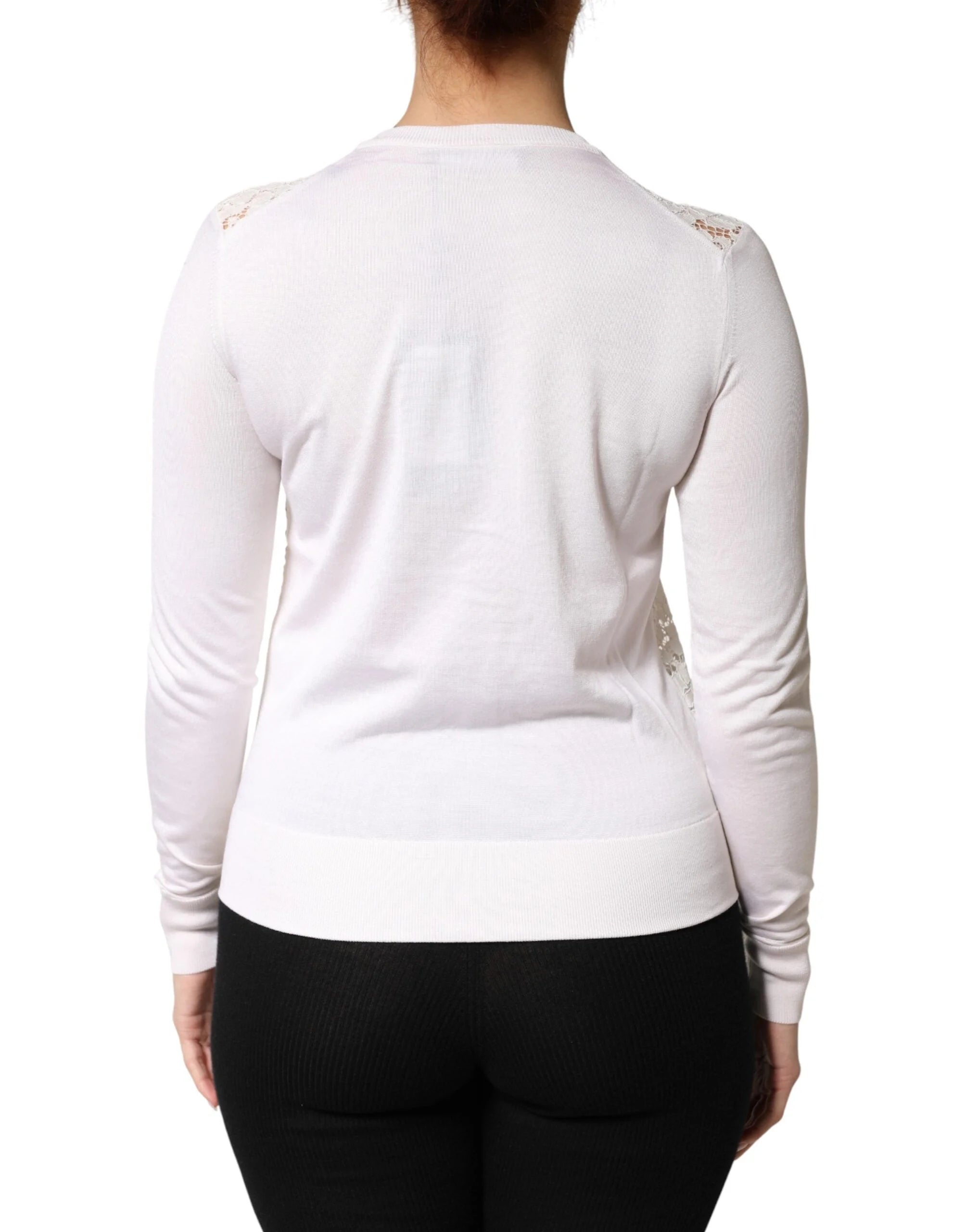 Dolce & Gabbana Cream Lace Knit Rose Button Cardigan Sweater - IT36|XXS