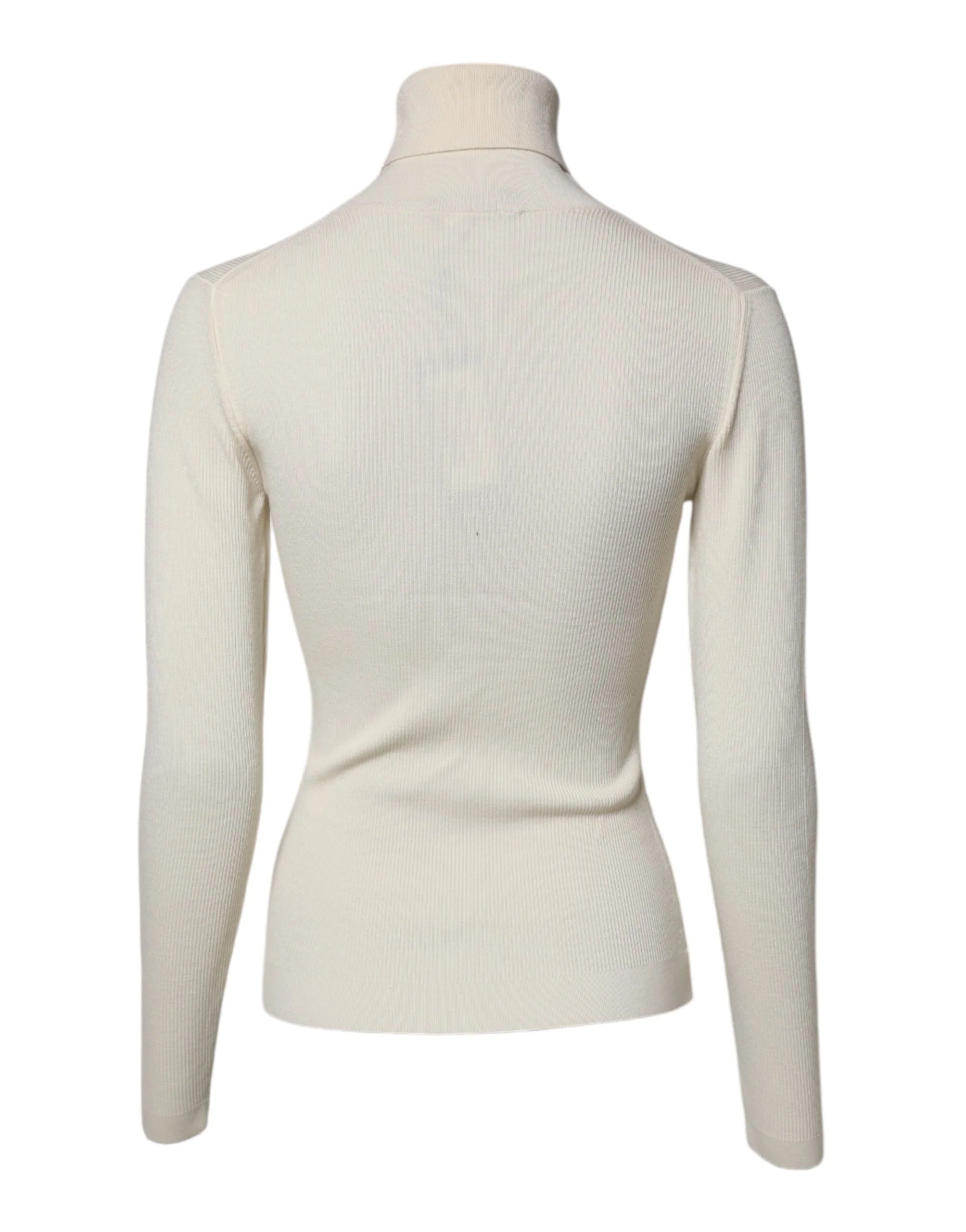 Dolce & Gabbana Cream Long Sleeves Turtleneck Slim Sweater - IT38 | XS - Sweaters