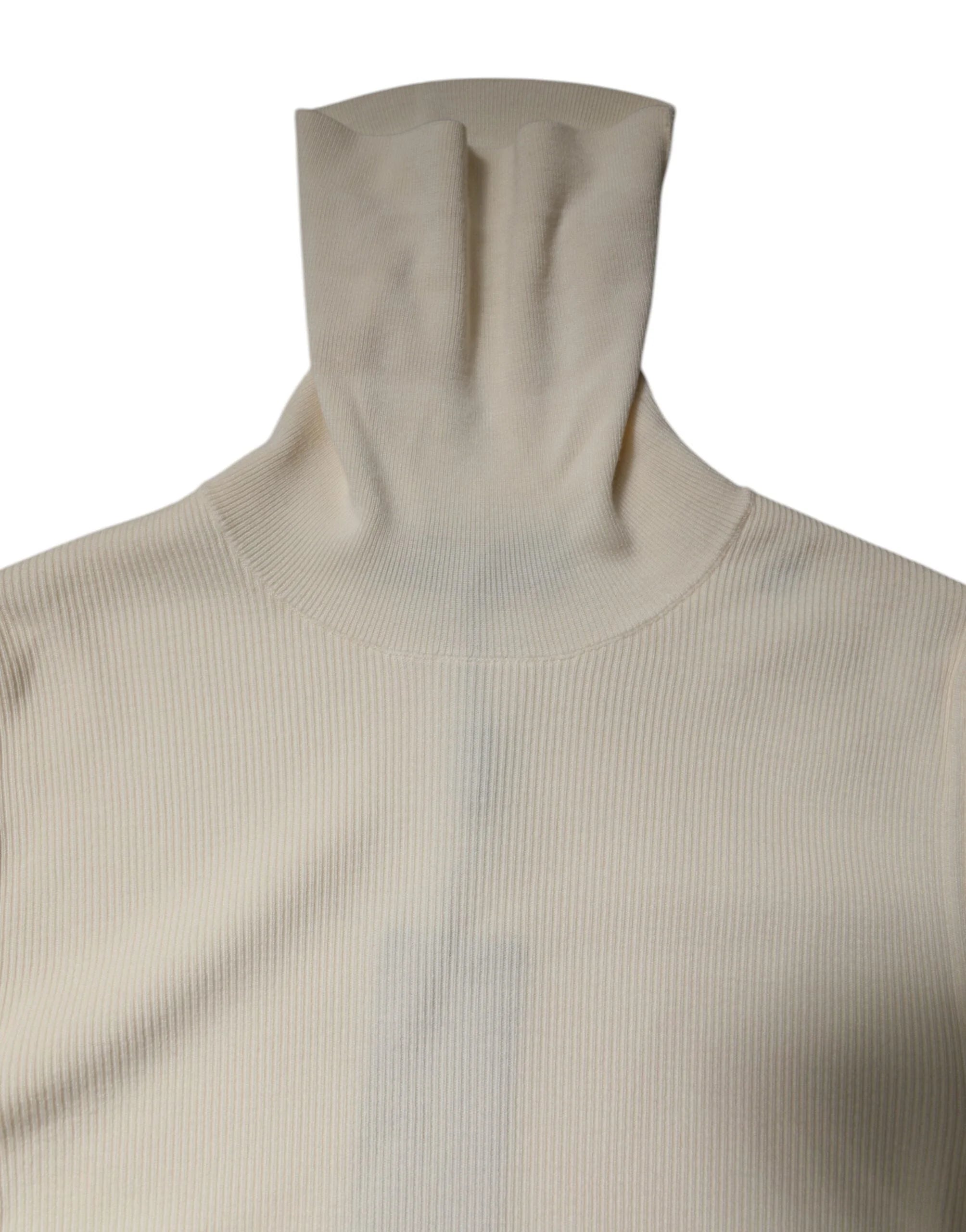 Dolce & Gabbana Cream Long Sleeves Turtleneck Slim Sweater - IT38 | XS - Sweaters