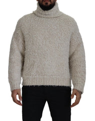 Dolce & Gabbana Cream Wool Knit Turtleneck Pullover Sweater - IT46 | S - Sweaters