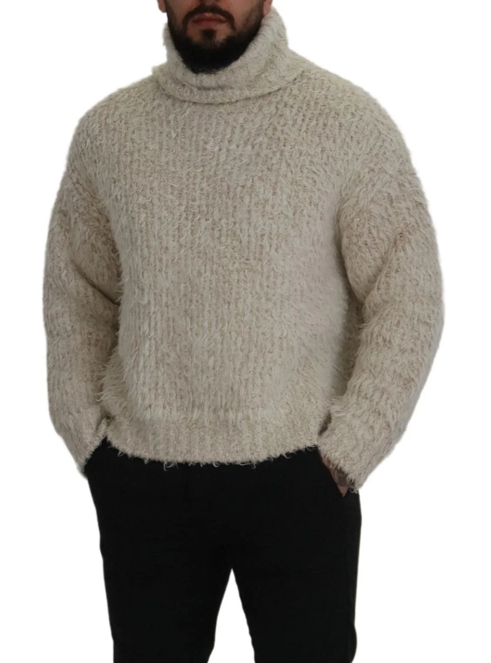 Dolce & Gabbana Cream Wool Knit Turtleneck Pullover Sweater - IT46 | S - Sweaters