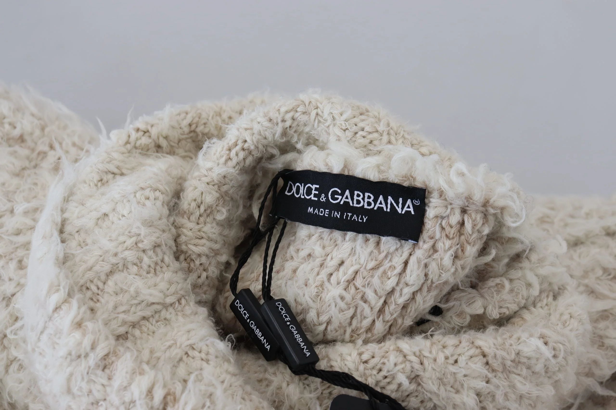 Dolce & Gabbana Cream Wool Knit Turtleneck Pullover Sweater - IT46 | S - Sweaters