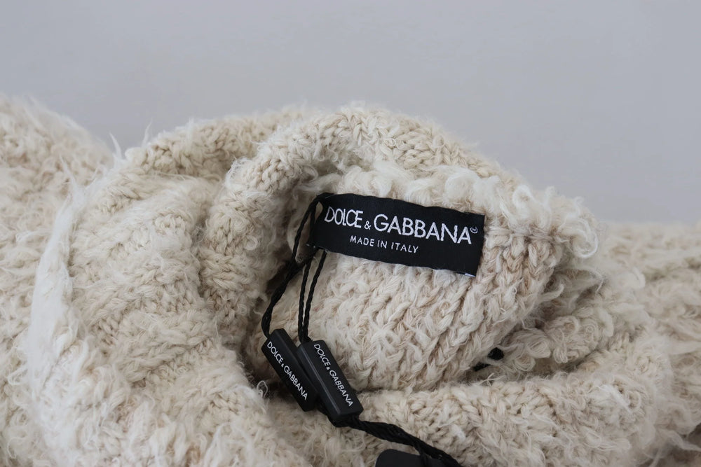 Dolce & Gabbana Cream Wool Knit Turtleneck Pullover Sweater - IT46 | S - Sweaters
