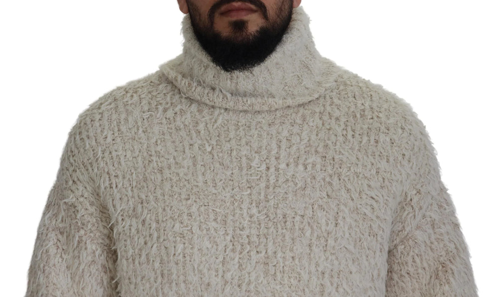 Dolce & Gabbana Cream Wool Knit Turtleneck Pullover Sweater - IT46 | S - Sweaters