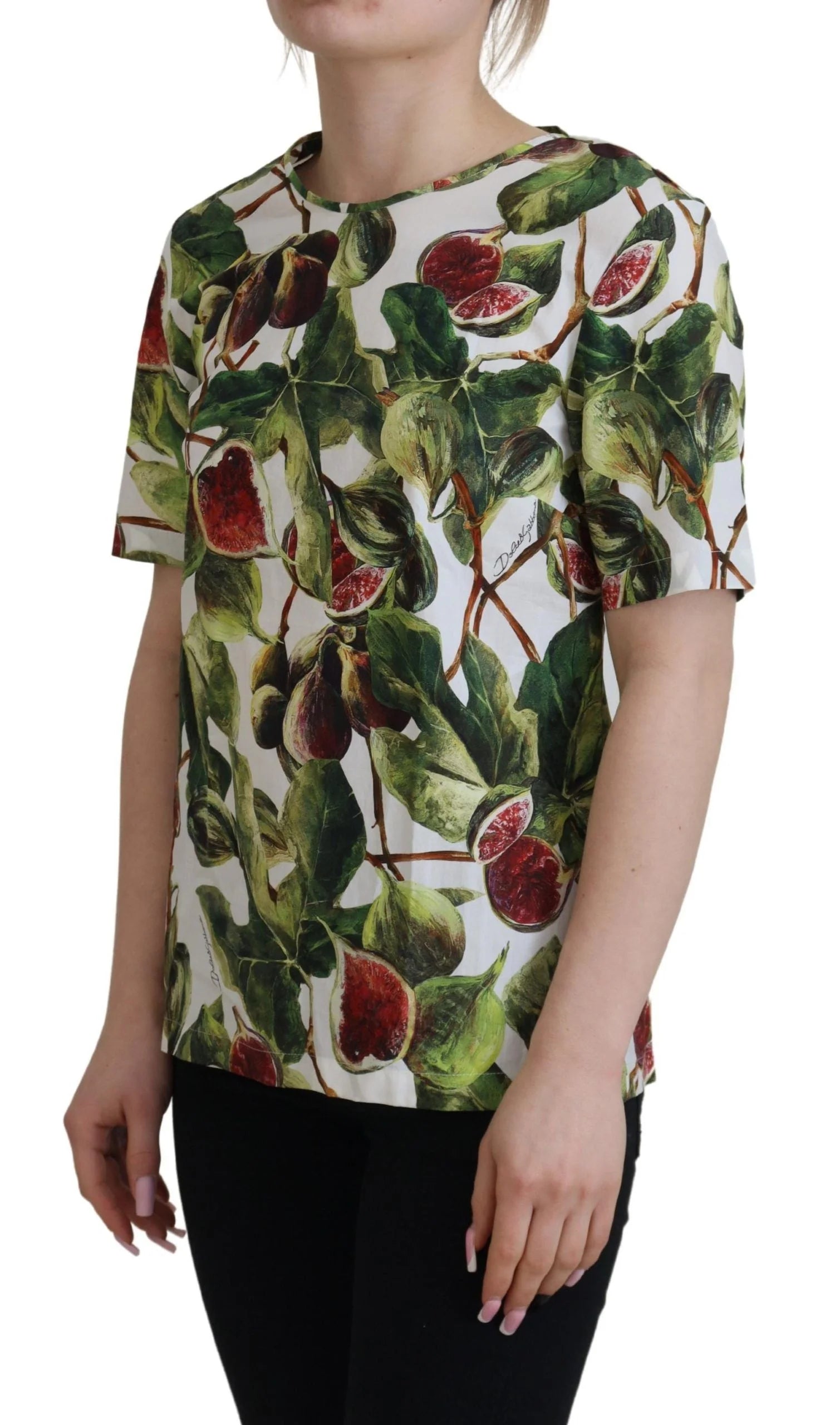 Dolce & Gabbana Crew-neck Cotton Top Blouse Fruit T-shirt - IT36 | XS - T-Shirts