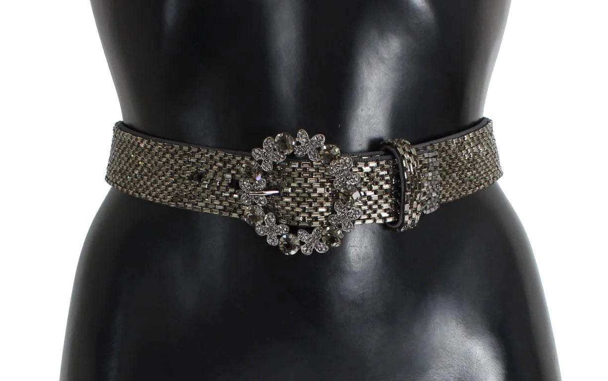 Dolce & Gabbana Crystal Buckle Sequined Waist Belt - 65 cm / 26 Inches - Belts