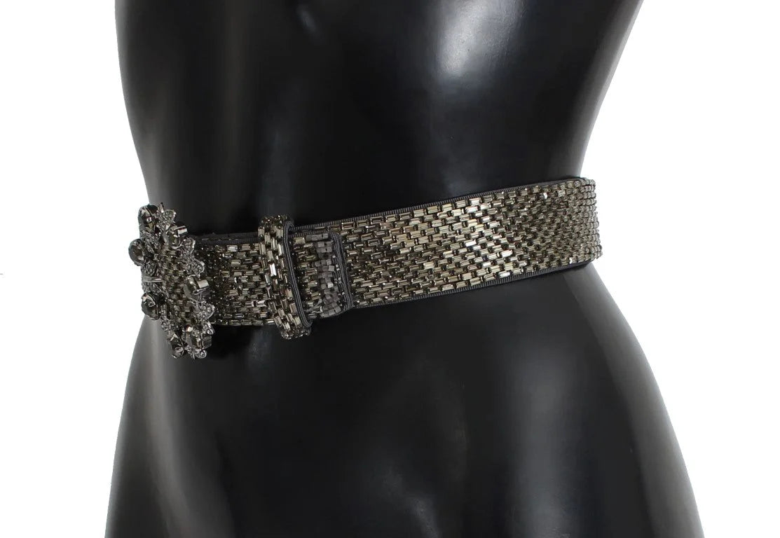 Dolce & Gabbana Crystal Buckle Sequined Waist Belt - 65 cm / 26 Inches - Belts