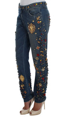 Dolce & Gabbana Crystal Roses Heart Embellished Jeans - Jeans