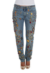Dolce & Gabbana Crystal Roses Heart Embellished Jeans - Jeans
