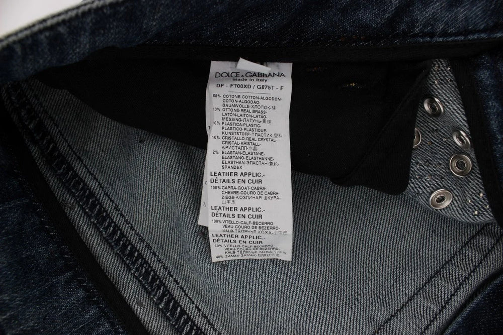 Dolce & Gabbana Crystal Roses Heart Embellished Jeans - IT38|XS - Jeans